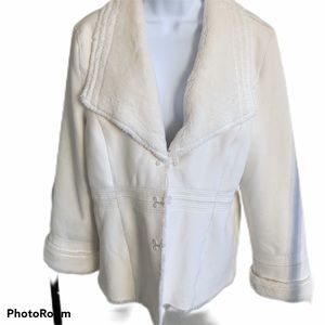 White House Black Market Faux Fur Suede Jacket XL